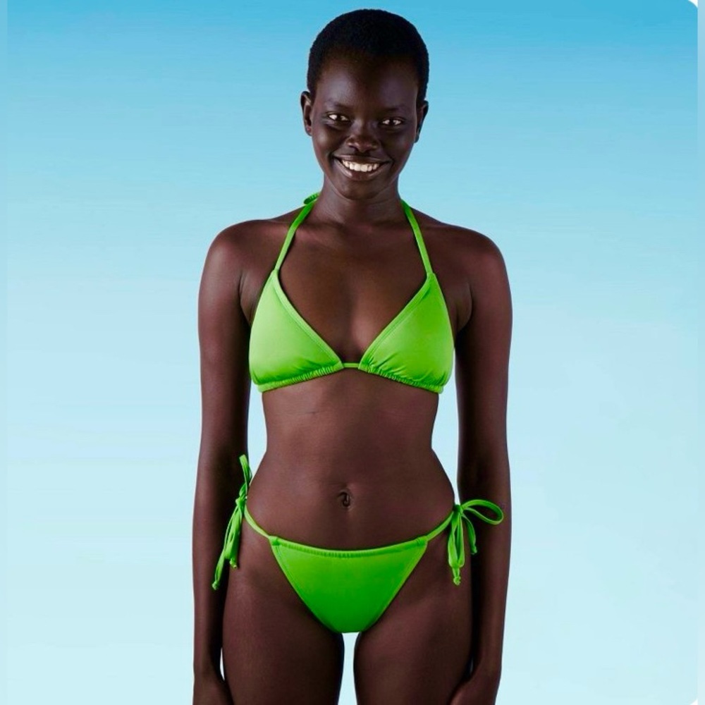 Xhilaration hipster NEW W TAGS neon green bikini bottom, tie side, size XL